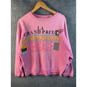 VTG Sun Sportswear Grand Prix Versace L Crewneck Womans Pink Peruvian Cotton